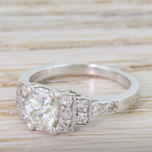 Art Deco 1.23 Carat Old Cut Diamond Engagement Ring, Circa 1930
