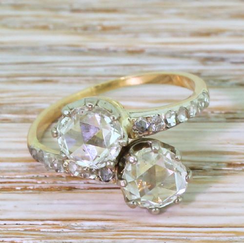fig 1. Art Deco 1.78 Carat Rose Cut Diamond Crossover Ring, circa 1920