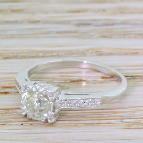 Art Deco 0.99 Carat Old Cut Diamond Engagement Ring, Circa 1925
