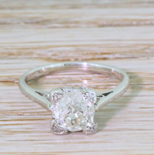 fig 1. Mid Century 1.37 Carat Old Cut Diamond Engagement Ring, circa 1965
