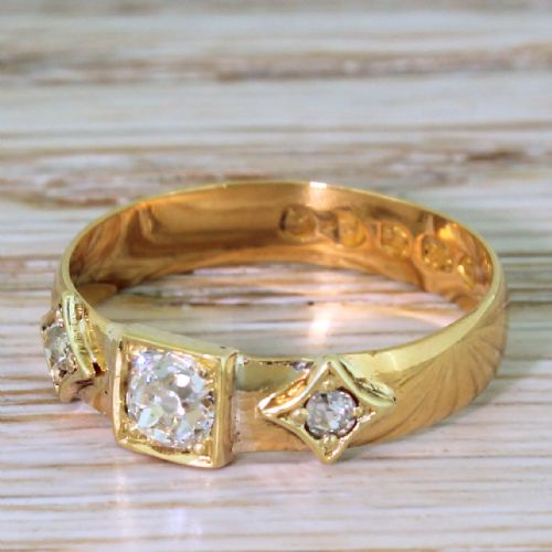 Victorian 0.54 Carat Old Cut Diamond Band Ring, Dated 1883

