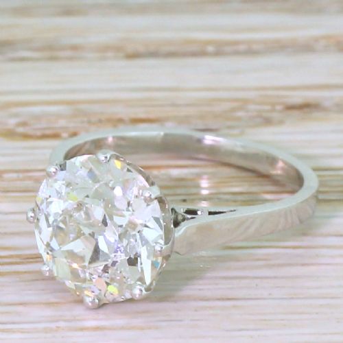 Art Deco 3.40 Carat Old Cut Diamond Engagement Ring, Circa 1920
