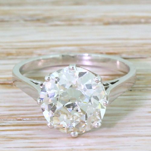 fig 1. Art Deco 3.40 Carat Old Cut Diamond Engagement Ring, circa 1920