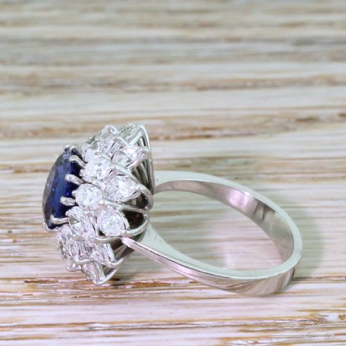 fig 2. Mid Century 2.33 Carat Sapphire & 3.70 Carat Pear Cut Cluster Ring, circa 1960
