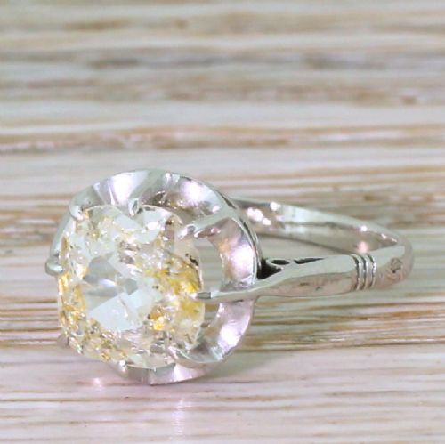 Art Deco 1.56 Carat Old Cut Diamond Engagement Ring, French, Circa 1940
