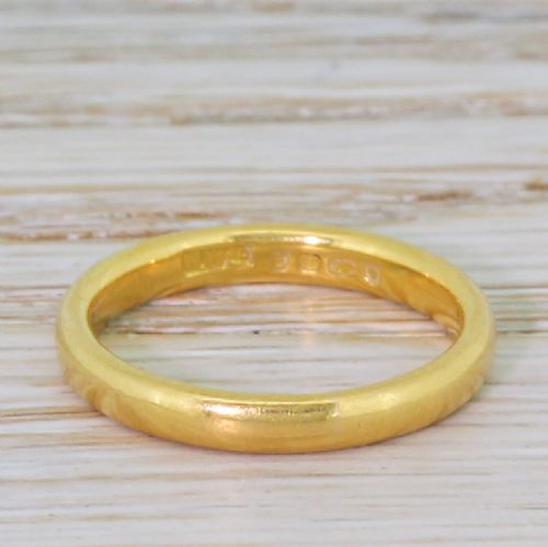 Art Deco 22k Yellow Gold Wedding Band, Dated 1940
