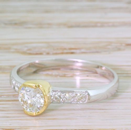Mid Century 0.57 Carat Old European Cut Diamond Ring, Circa 1955
