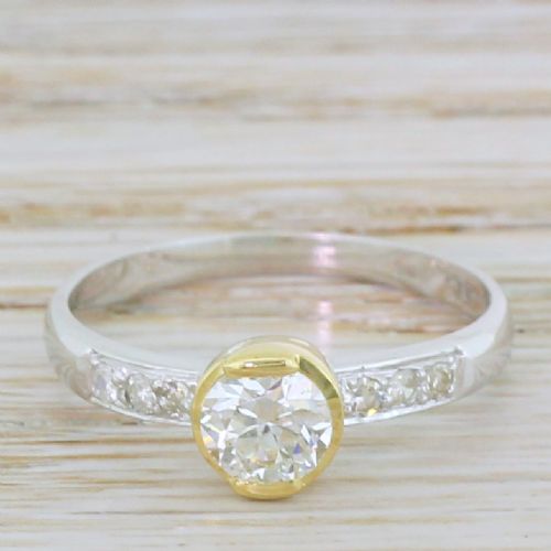 fig 1. Mid Century 0.57 Carat Old European Cut Diamond Ring, circa 1955