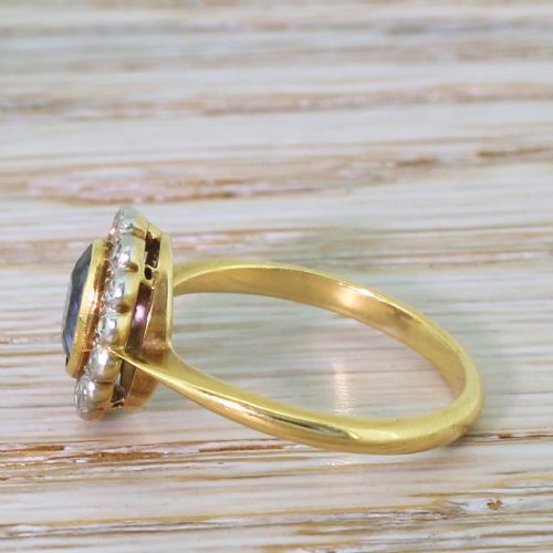 fig 2. Mid Century 0.95 Carat Sapphire & Old Cut Diamond Ring, circa 1950