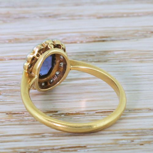 fig 3. Mid Century 0.95 Carat Sapphire & Old Cut Diamond Ring, circa 1950