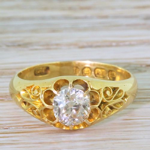 fig 1. Victorian 0.97 Carat Old Cut Diamond Solitaire Ring, circa 1890