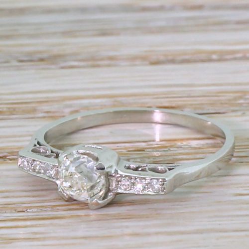 Art Deco 0.48 Carat Old Mine Cut Diamond Engagement Ring, Circa 1930
