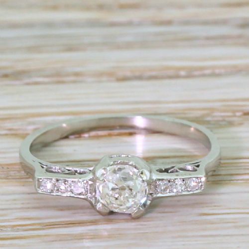 fig 1. Art Deco 0.48 Carat Old Mine Cut Diamond Engagement Ring, circa 1930