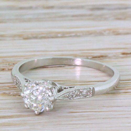 Art Deco 0.51 Carat Old Cut Diamond Engagement Ring, Circa 1935
