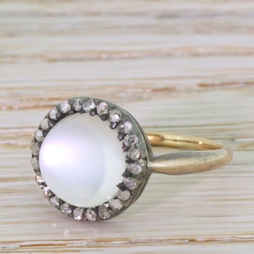 Victorian Moonstone Cat’s Eye & Diamond Ring, Circa 1880
