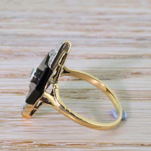 fig 2. Art Deco 0.42 Carat Diamond & Onyx Marquise Ring, circa 1940