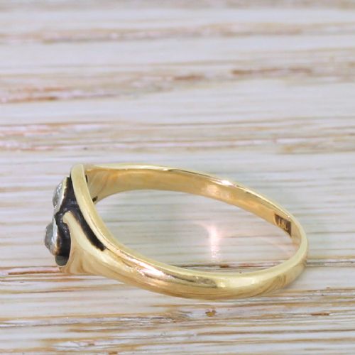 fig 2. Art Nouveau 0.20 Carat Old Cut Diamond Two Stone Twist Ring, circa 1905