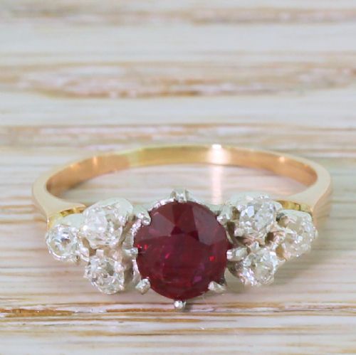 fig 1. Art Deco 1.18 Carat Natural, No Heat Ruby & Old Cut Diamond Ring, circa 1915