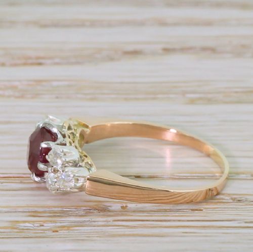 fig 2. Art Deco 1.18 Carat Natural, No Heat Ruby & Old Cut Diamond Ring, circa 1915