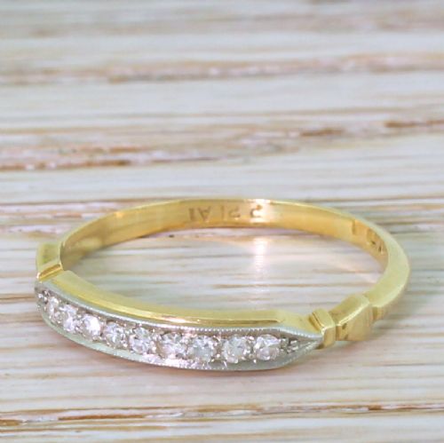 Art Deco 0.14 Carat Diamond Half Hoop Ring, Circa 1920

