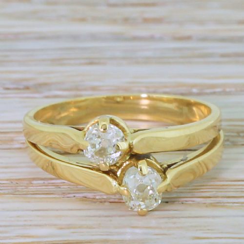 fig 1. Edwardian 0.62 Carat Old Cut Diamond Double Solitaire Ring, circa 1910