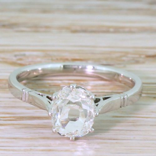 fig 1. Art Deco 1.17 Carat Old Mine Cut Diamond Engagement Ring, circa 1935