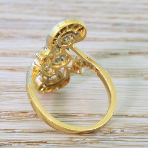 fig 3. Art Nouveau 1.92 Carat Old Cut Diamond Three Stone Ring, French, circa 1915