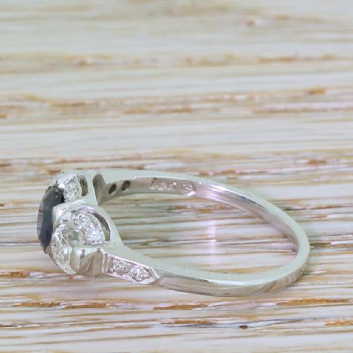 fig 2. Art Deco Sapphire & Old Cut Diamond Trilogy Ring, circa 1935