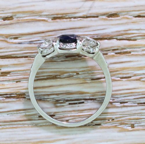 fig 3. Art Deco Sapphire & Old Cut Diamond Trilogy Ring, circa 1935