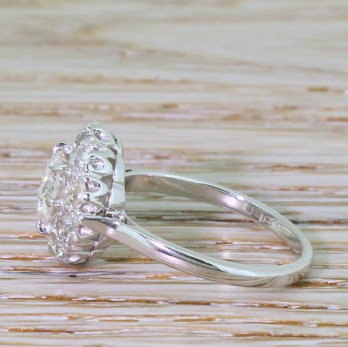 fig 2. Mid Century 1.88 Carat Transitional Cut Diamond Coronet Cluster Ring, circa 1955