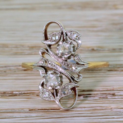 fig 1. Art Nouveau Rose Cut Diamond Flower Ring, French, circa 1920
