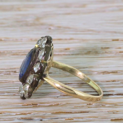 fig 2. Victorian 2.25 Carat Sapphire & 2.26 Carat Old Cut Diamond Ring, circa 1860