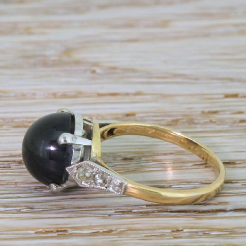 fig 2. Art Deco 5.14 Carat Cabochon Sapphire Solitaire Ring, circa 1925