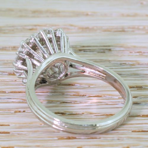 fig 3. Mid Century 2.24 Old Cut Diamond Cluster Ring, circa 1965