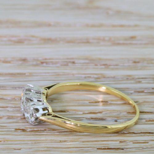 fig 2. Mid Century 0.77 Carat Transitional Cut Diamond Trilogy Ring, circa 1960