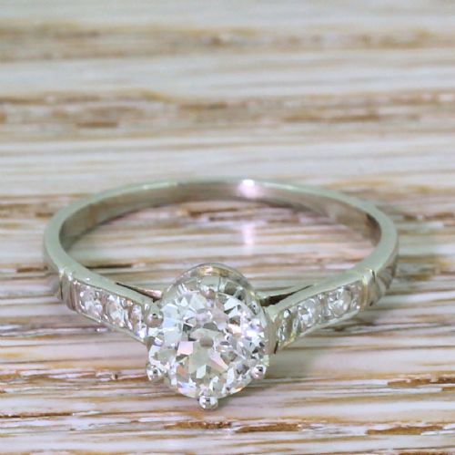 Art Deco 1.02 Carat Old European Cut Diamond Engagement Ring, Circa 1930
