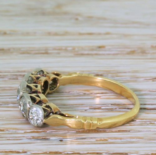 fig 2. Art Deco 1.35 Carat Old Cut Diamond Five Stone Ring, circa 1915