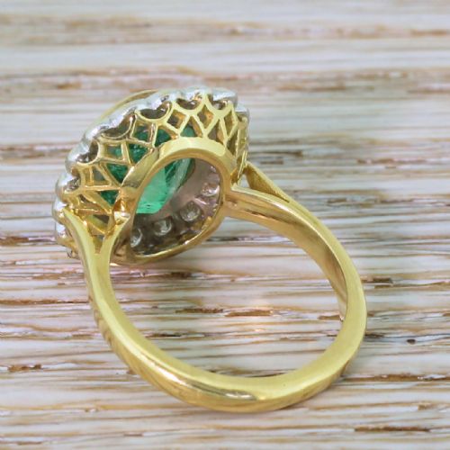 fig 2. Mid Century 4.17 Carat Colombian Emerald & Diamond Cluster Ring, circa 1965