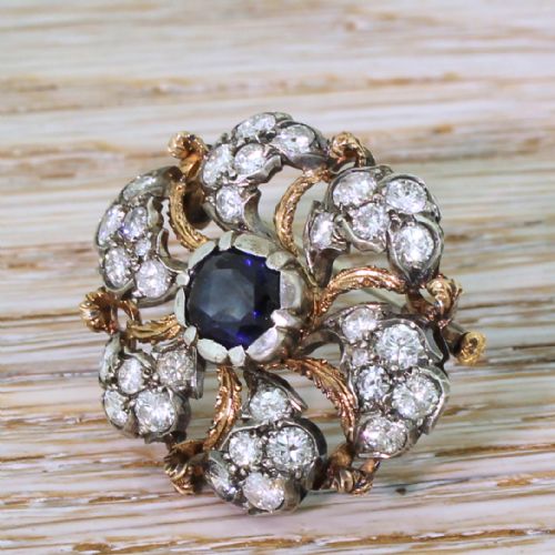 fig 1. BUCCELLATI 1.56 Carat Sapphire & 1.41 Carat Diamond Brooch, circa 1960
