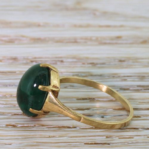 fig 2. Mid Century 3.50 Carat Cabochon Emerald Solitaire Ring, circa 1965