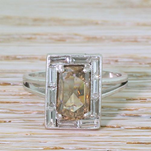 fig 2. Retro 2.83 Carat Fancy Orangey Brown & Baguette Cut Diamond Ring, circa 1950
