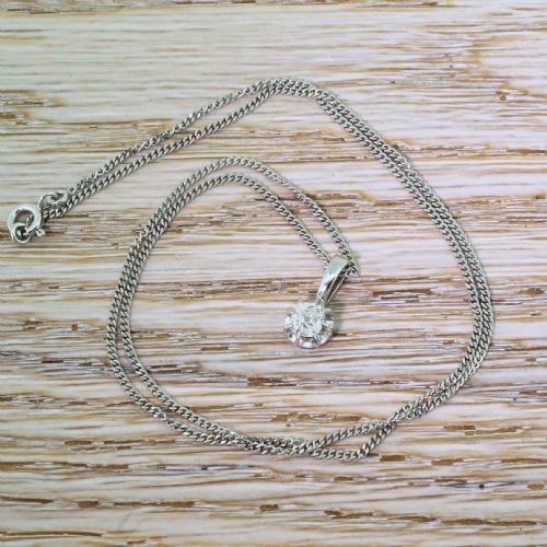 Art Deco 0.52 Carat Old Cut Diamond Solitaire Pendant, French, Circa 1940
