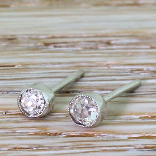 Art Deco 0.25 Carat Old Cut Diamond Stud Earrings, Circa 1935
