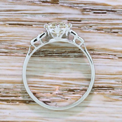 fig 3. Art Deco 1.10 Carat Transitional Cut Diamond Engagement Ring, circa 1945