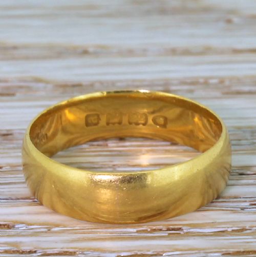 Victorian 22k Yellow Gold Wedding Band, Dated 1896
