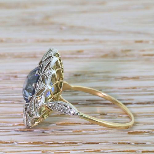 fig 1. Edwardian 3.50 Carat Natural Ceylon Sapphire Ring, circa 1910