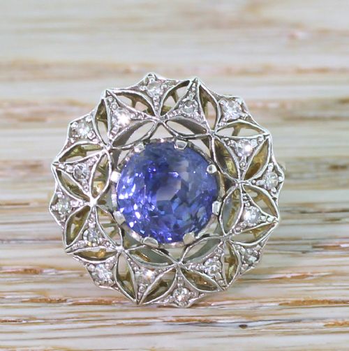 fig 2. Edwardian 3.50 Carat Natural Ceylon Sapphire Ring, circa 1910