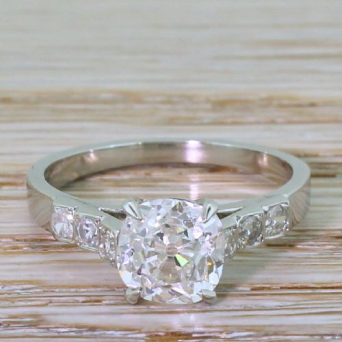 fig 1. Art Deco 1.70 Carat Old Mine Cut Diamond Engagement Ring, French, circa 1935
