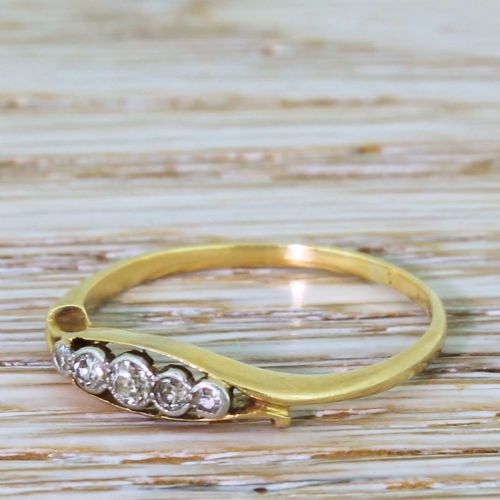 Edwardian 0.20 Carat Old Cut Diamond Five Stone Ring, Circa 1910
