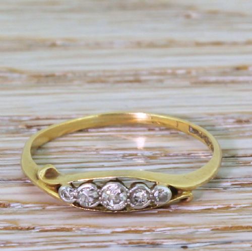 fig 1. Edwardian 0.20 Carat Old Cut Diamond Five Stone Ring, circa 1910